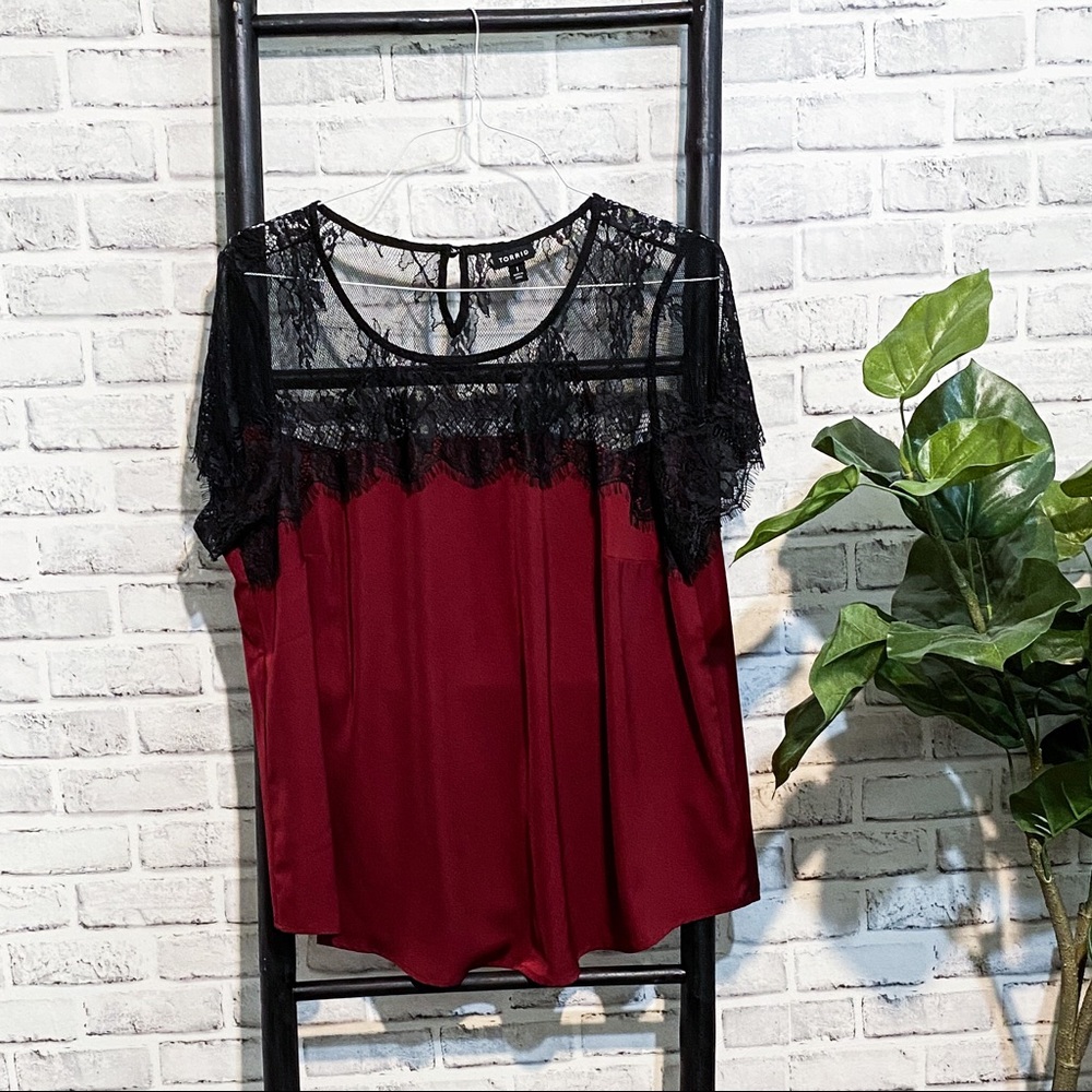 Red and Black Lace Blouse Torrid